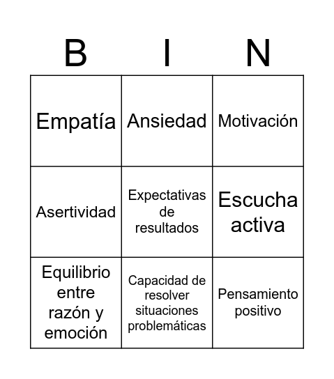 Inteligencia Emocional y eTwinning Bingo Card