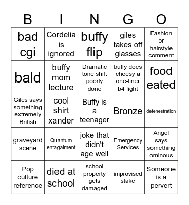 buffy bingo N&A Bingo Card