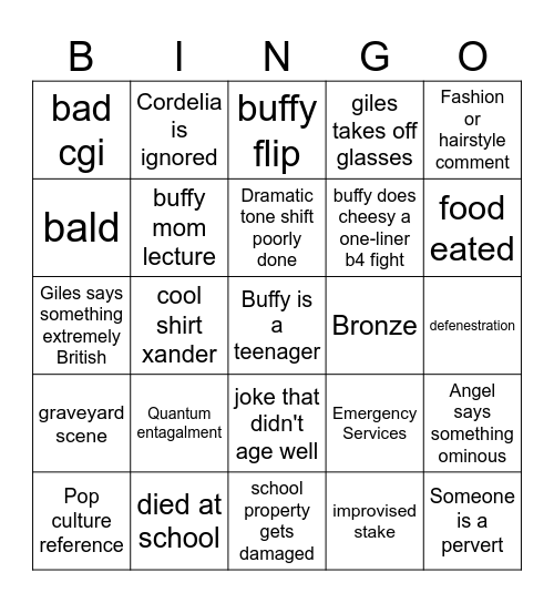 buffy bingo N&A Bingo Card