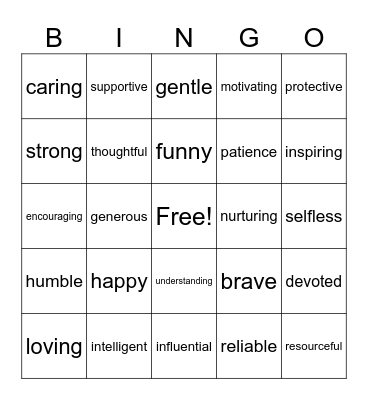 Mother's Day Bingo Card