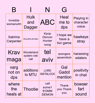 RIVALS BINGO Card