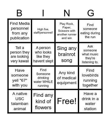 FUN WALK BING) Bingo Card