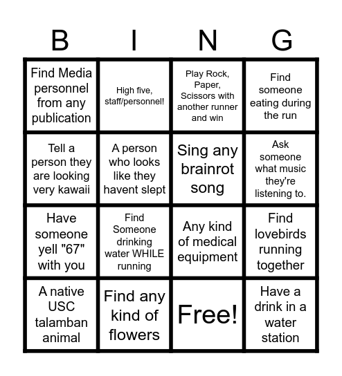FUN WALK BING) Bingo Card