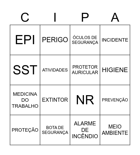 BINGO DA SEGURANÇA Bingo Card