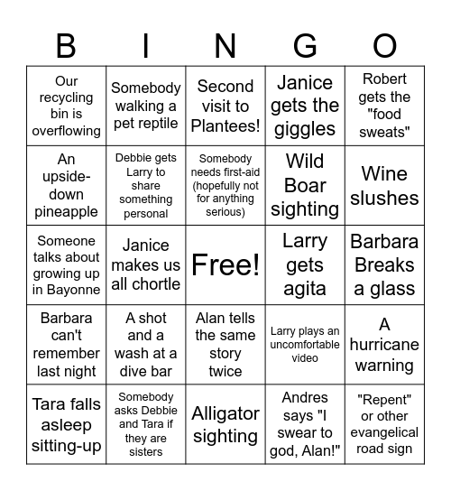 Orlando Bingo! Bingo Card