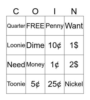 COINGO Bingo Card