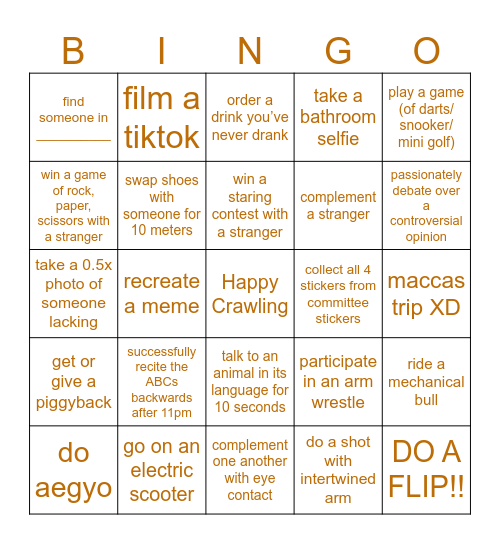 Pub Crawl Bingo 2026 Engineer Edition Bingo Card