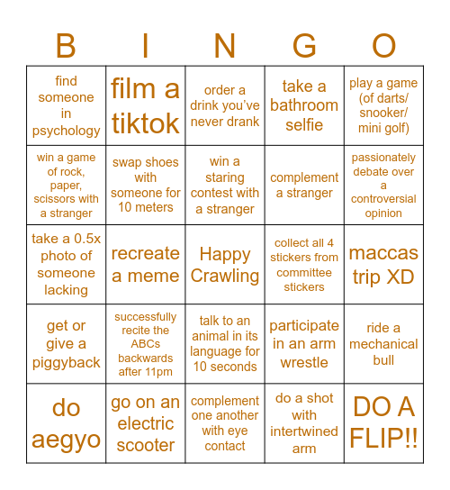 Pub Crawl Bingo 2026 Engineer Edition Bingo Card