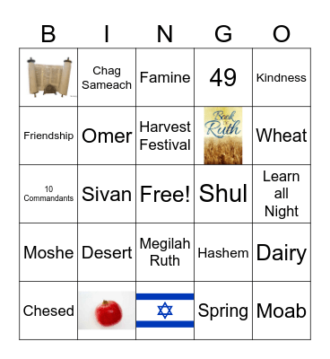 Shavuot Bingo Game Bingo Card