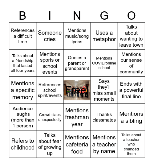 Senior Farewell Speech BINGO Card