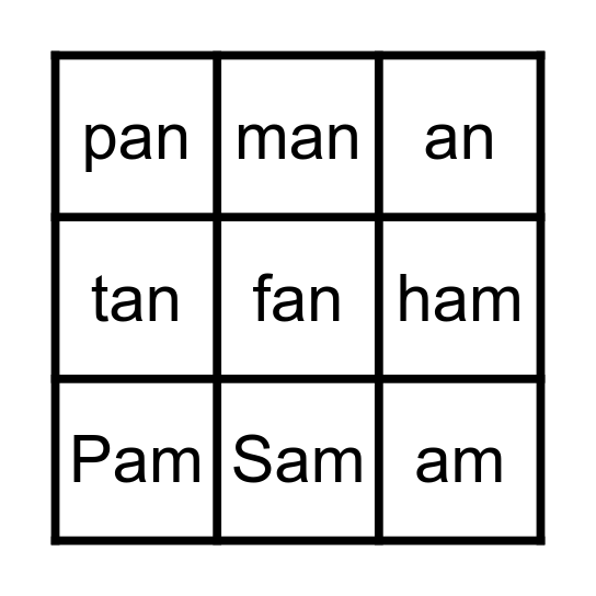 Nasalized A Bingo Card