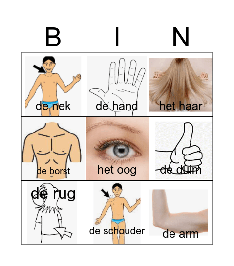 het lichaam Bingo Card