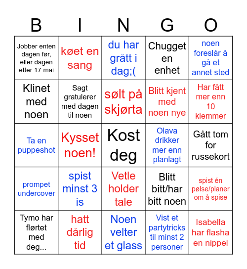 17. Mai Bingo Card