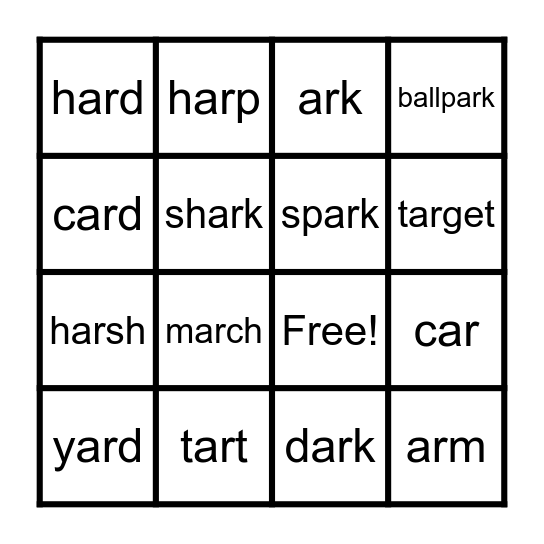 AR Bingo Card
