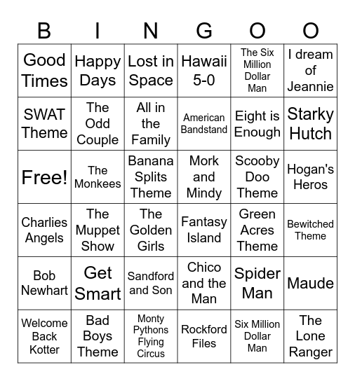Theme Song Trivia 3 Bingo Card