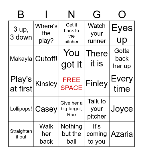 Pirates Bingo Card