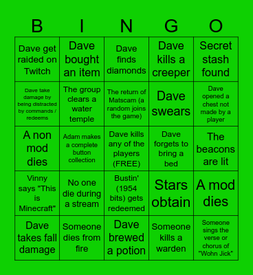 Minecraft May 2026 Bingo Card