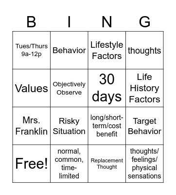 IOP/SOP Bingo Card