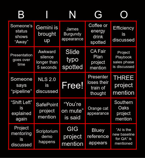 QA Sync - May Bingo Card