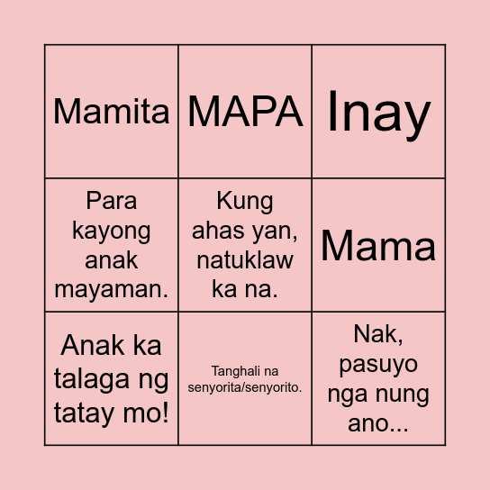 BINGO MAMA Bingo Card