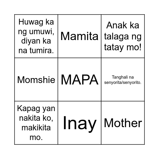 BINGO MAMA Bingo Card