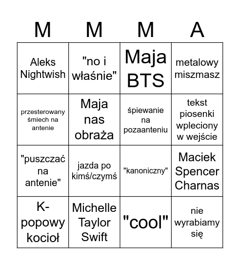 Bingo Magazynu Muzycznego Bingo Card