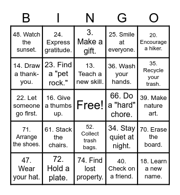 Camp BINGO Card