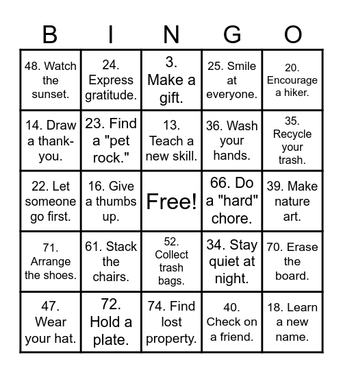 Camp BINGO Card