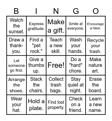 Camp BINGO Card