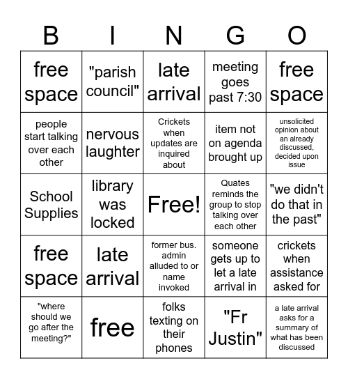 SC Bingo Card