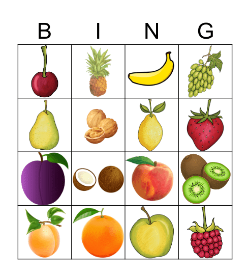 Fruits bingo Card