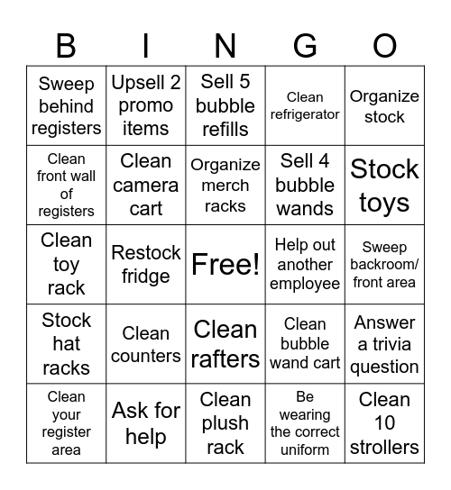 Name:____________________ Date:_______ Bingo Card