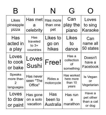 Ice-Ice Breaker! Bingo Card