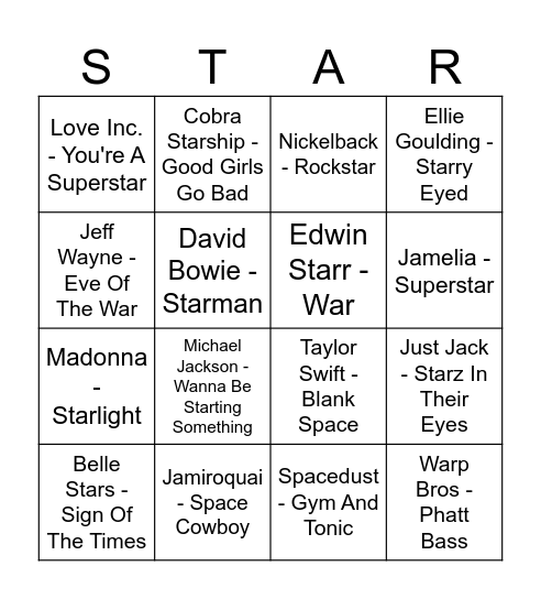 Star Wars Bingo Card