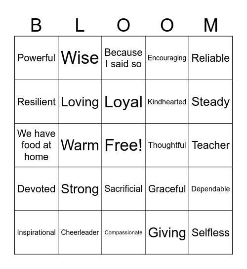 BINGO: In Her Honor Bingo Card