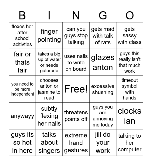 Ross Core Bingo Card