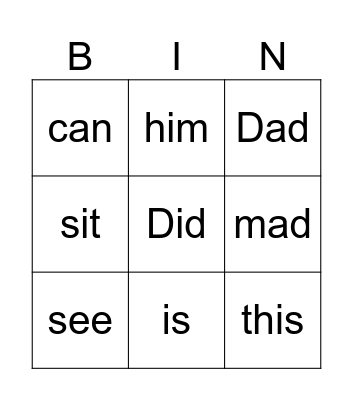 GR1 I this Sid? Bingo Card
