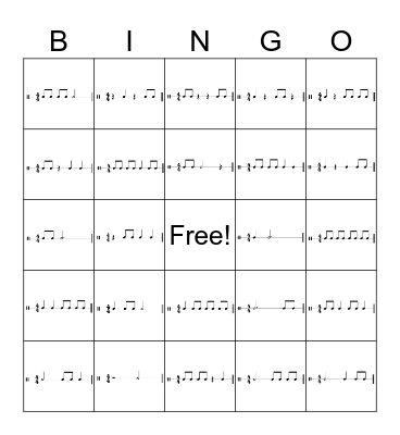 BEGINNER RHYTHM Bingo Card