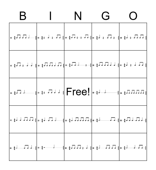 BEGINNER RHYTHM Bingo Card