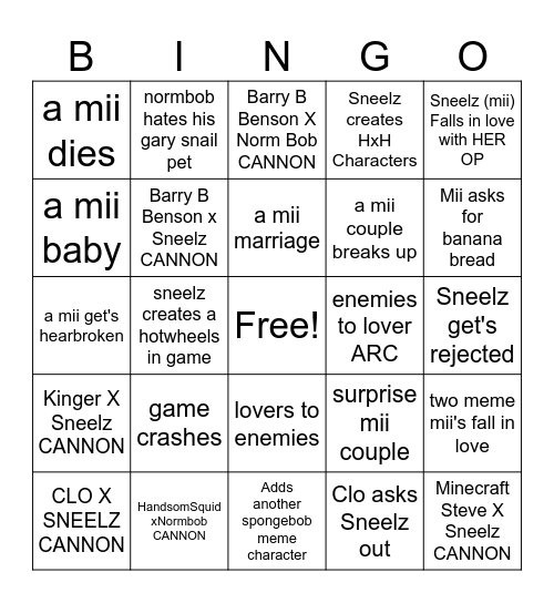 Mii bingo Card