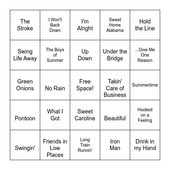 Fairway Favorites Bingo Card