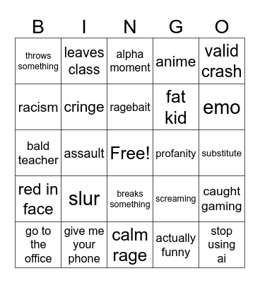 teachers crashing out on students Bingo Card