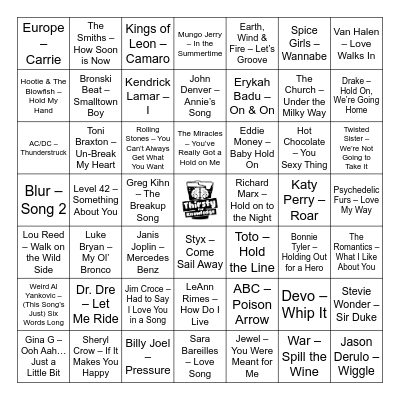 Thirsty For Knowledge Music Bingo Card