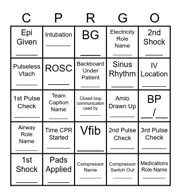 Critical Care Skills Day 2026 Bingo Card