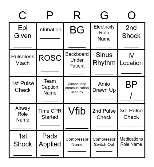 Critical Care Skills Day 2026 Bingo Card