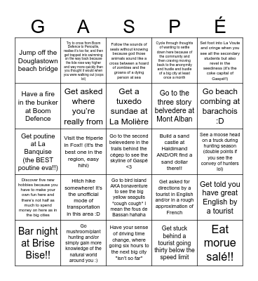 Gaspé Bingo Card