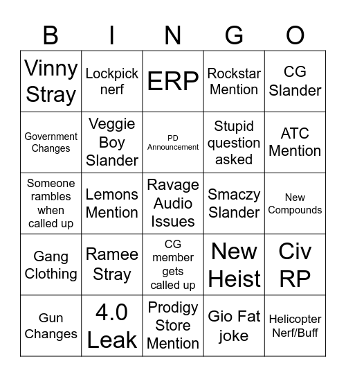 Prodigy Town Hall Bingo Card