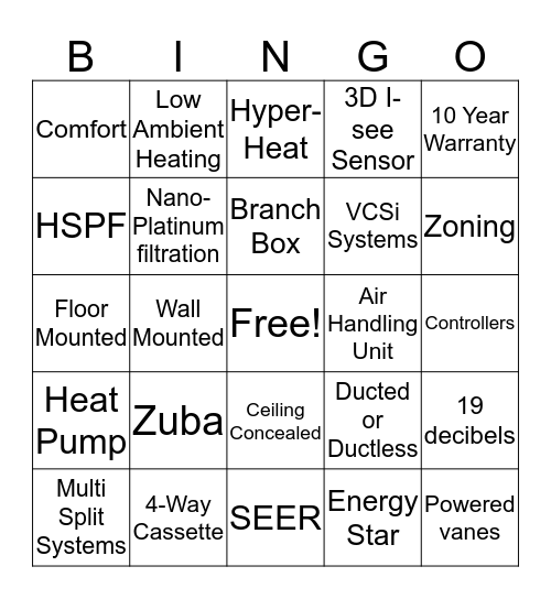 Mitsubishi Electric Bingo Card