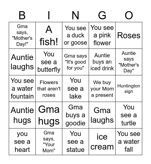 Mother's Day Bingo (Tell us About Your Mom0 Bingo Card