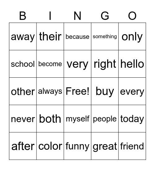 1B Bingo Card
